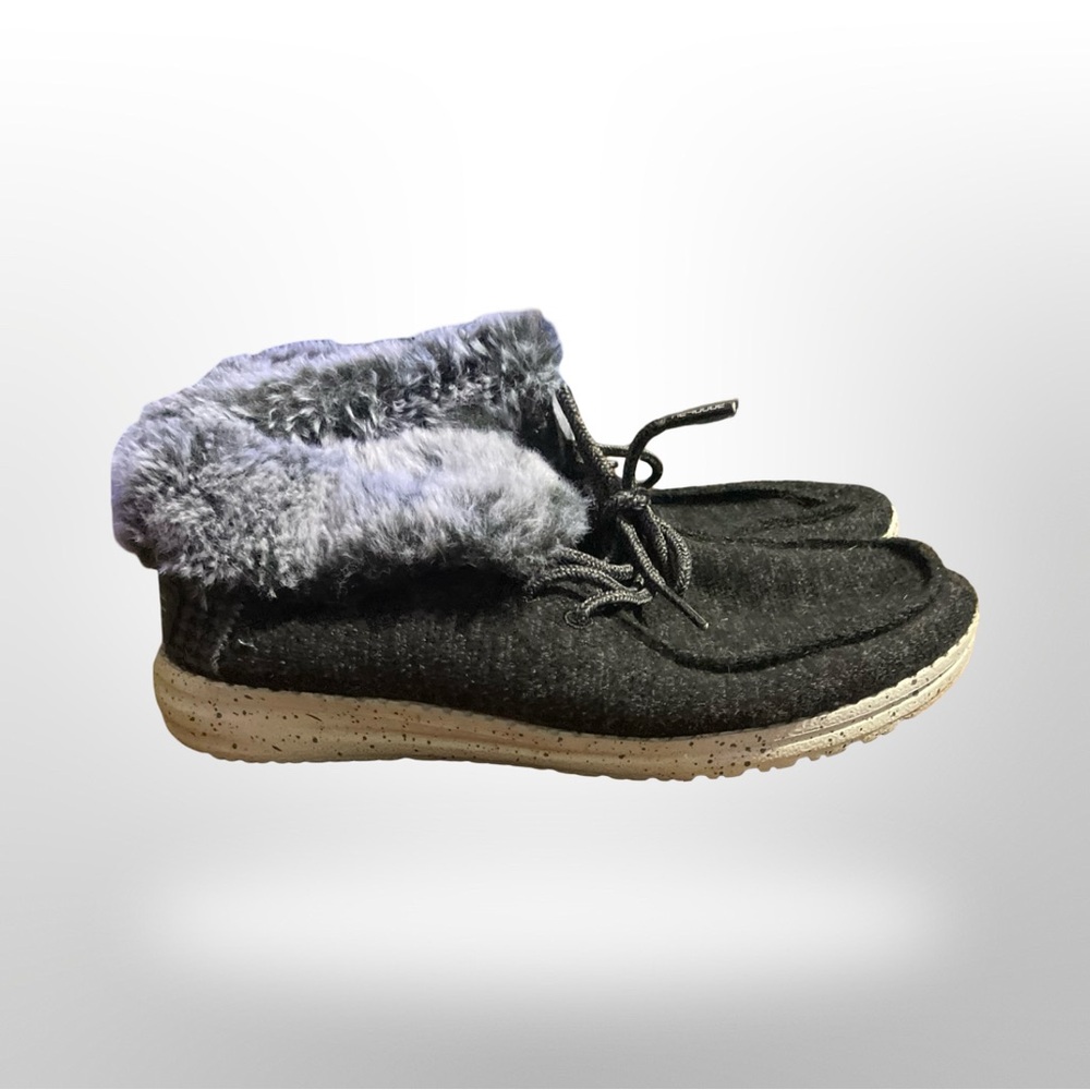 Hey‎ Dude Wendy Fold Black Cozy Slip On Casual Shoes women's size 7